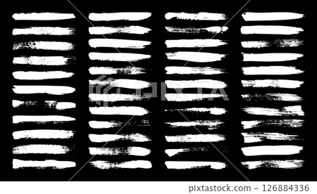 Grunge brush strokes, lines, ink smudges, hand-drawn scribble shapes. Handmade sketchy marks, acrylic stains, charcoal streaks. Paint textures, dry brush effect. Marker underline. Vector illustration 126884336