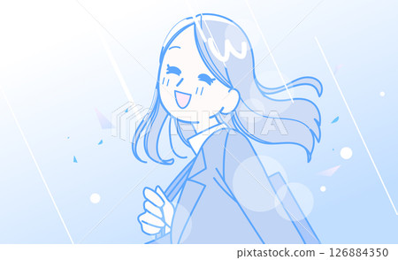 A woman with a smile in her suit 126884350