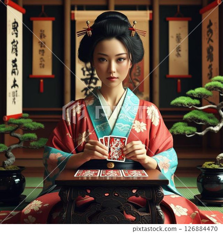 Female fortune teller in kimono 126884470
