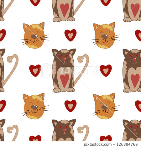 Seamless cute pattern. Pattern for textiles in hand draw style Seamless cute pattern. Pattern for textiles in hand draw style 126884769