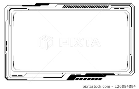 Hud frames black user interface elements design modern technology futuristic control panel screen digital hologram window gaming menu touching cyber monitor set on white background vector Hud frames black user interface elements design modern technology futuristic control panel screen digital hologram window gaming menu touching cyber monitor set on white background vector 126884894