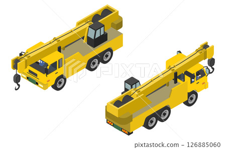 Isometric illustration: A person operating a crane Isometric illustration: A person operating a crane 126885060