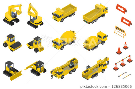 等距插圖：重型機械和操作員裝置 126885066