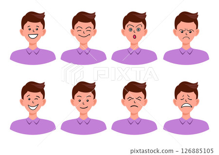 Portraits of man. Boy Avatar.  Male emotions. 126885105