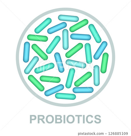 Probiotics bacteria icon, microbiome flora, lactobacillus bacterium. Probiotics bacteria icon, microbiome flora, lactobacillus bacterium. 126885109