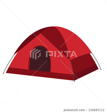 Red tourist camping tent icon isolated on white background. Red tourist camping tent icon isolated on white background. 126885112