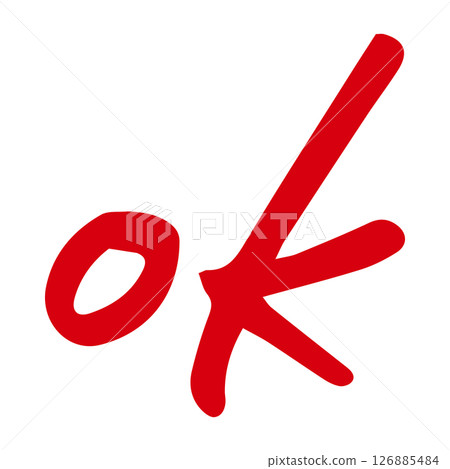 Hand-drawn OK sign, drawn with a thick felt-tip pen Hand-drawn OK sign, drawn with a thick felt-tip pen 126885484