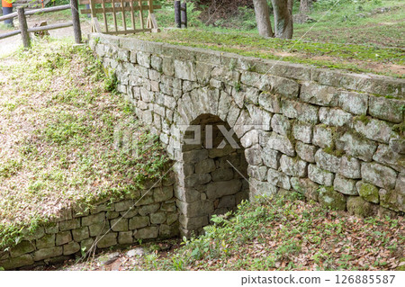 German Bridge built by German soldiers in the grounds of Oasahiko Shrine in Naruto City 126885587