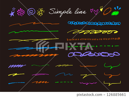 一組手繪線條。塗鴉記號筆。下劃線向量素材。 一組手繪線條。塗鴉記號筆。下劃線向量素材。 126885661