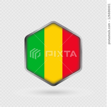 Mali Flag Icon in Hexagon Shape. Mali Flag Icon in Hexagon Shape. 126886001
