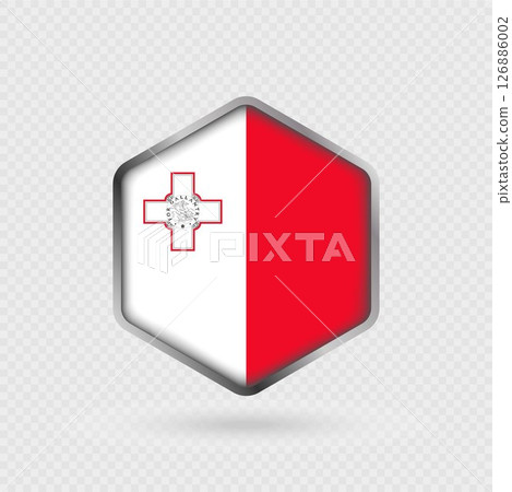 Malta Flag Icon in Hexagon Shape. Malta Flag Icon in Hexagon Shape. 126886002
