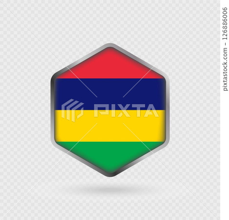 Mauritius Flag Icon in Hexagon Shape. Mauritius Flag Icon in Hexagon Shape. 126886006