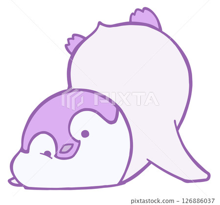 Emperor penguin chick falls forward (purple) Emperor penguin chick falls forward (purple) 126886037