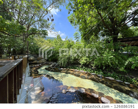 Garden outdoor hot spring scene 126886191