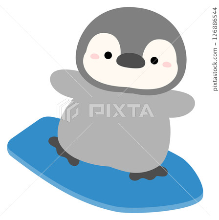 企鵝在夏天享受衝浪 126886544