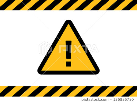 黃色和黑色虎紋警告膠帶框架背景 126886750