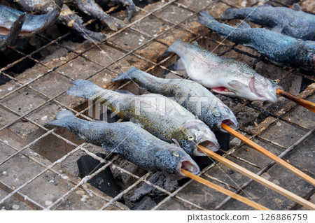 Ayu grilled with salt 126886759