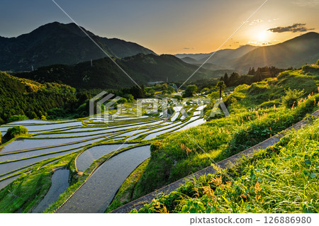 <三重縣>丸山千枚田的日落 126886980