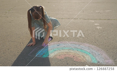 Kid child baby girl Children s creative play, sidewalk rainbow creation, sunny art time, teamwork in color, childhood joy moment, chalk palette outside, kids art therapy, emotion through color Kid child baby girl Children s creative play, sidewalk rainbow creation, sunny art time, teamwork in color, childhood joy moment, chalk palette outside, kids art therapy, emotion through color 126887258