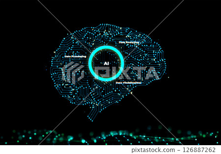 Ai digital circuit brain with shining light 126887262