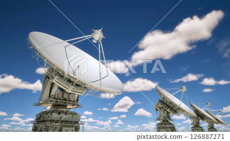 Group of satellite dishes for digital telecommunication Group of satellite dishes for digital telecommunication 126887271