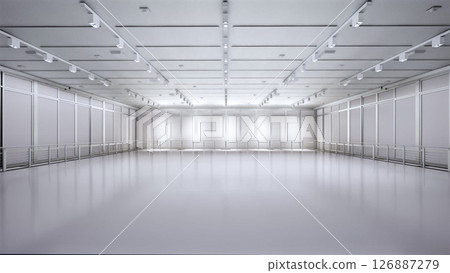 Interior empty warehouse with pendant lamps Interior empty warehouse with pendant lamps 126887279