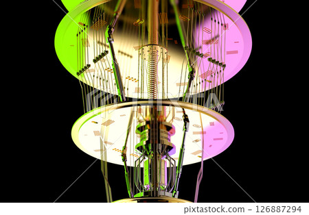 Quantum computer machine close up with neon light 126887294