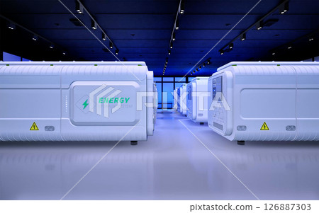 Energy storage systems or battery container units in factory Energy storage systems or battery container units in factory 126887303