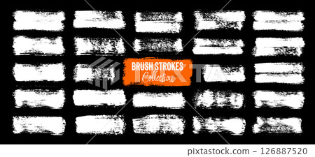 Grunge brush strokes, lines, ink smudges, hand-drawn scribble shapes. Handmade sketchy marks, acrylic stains, charcoal streaks. Paint textures, dry brush effect. Marker underline. Vector illustration 126887520