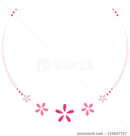 Bright pink flowers and round circle frame 126887557
