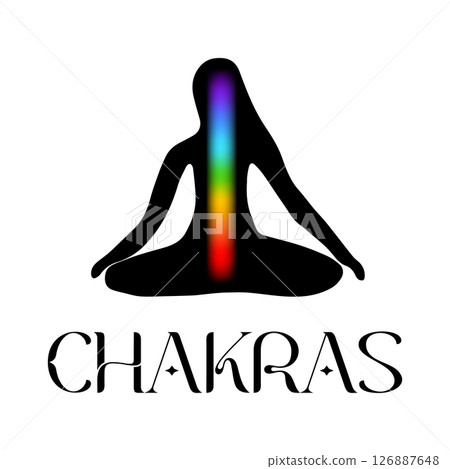 Serenity in meditation: silhouette with vibrant 126887648