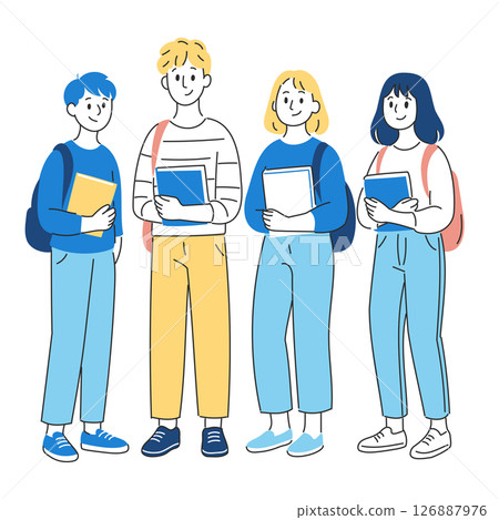 A group of students commuting to school A group of students commuting to school 126887976
