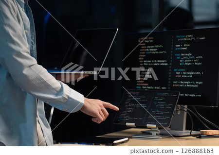 Development programmer male working in website a software and coding technology. 126888163