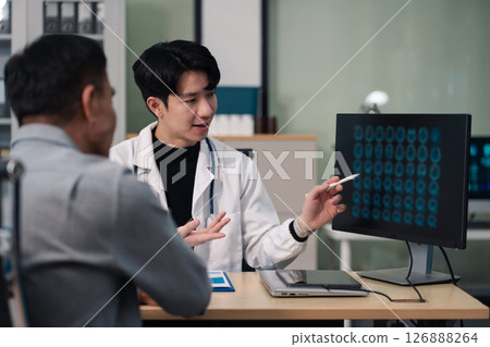 Hospital and its specialist doctors take care of patient with expertise, advice, discussion and fostering confidence. 126888264