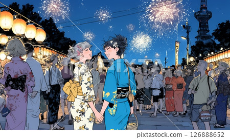 熱鬧的節慶之夜，節慶攤位鱗次櫛比 126888652