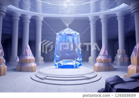 遊戲背景:擁有神秘水晶的聖殿大廳 遊戲背景:擁有神秘水晶的聖殿大廳 126888689