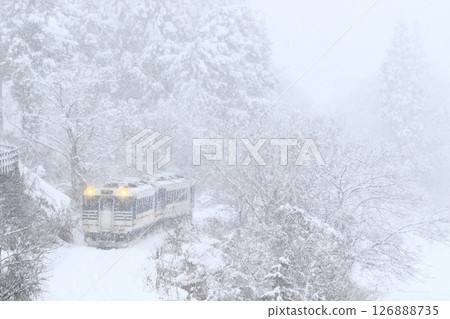 Tadami Line in a blizzard Tadami Line in a blizzard 126888735