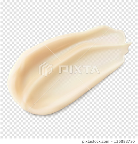 Skincare texture smear beige cosmetic cream realistic isolated vector beauty product illustration 126888750