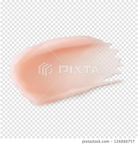 Pink lip balm stroke swatch. Skincare texture lip mask beauty product smear realistic vector illustration 126888757