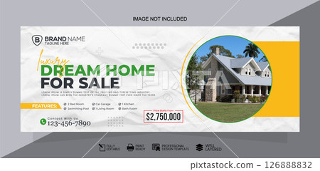 Luxury Dream Home For Sale Banner 2 Bed Pool Garage Template Banner Design 126888832