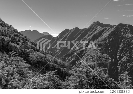 Mt. Kai-Komagatake from Kitazawa Pass in Nagano Prefecture: Mt. Asayo and Mt. Fuji 126888883