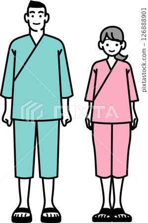 穿著檢查服接受健康檢查的男女 126888901