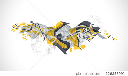 The abstract wave is made in a frame style. Template for science and technology presentation. Vector art. 126888991