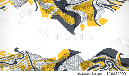 The abstract wave is made in a frame style. Template for science and technology presentation. Vector art. The abstract wave is made in a frame style. Template for science and technology presentation. Vector art. 126889003