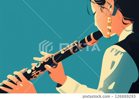 Woman playing the clarinet 126889293