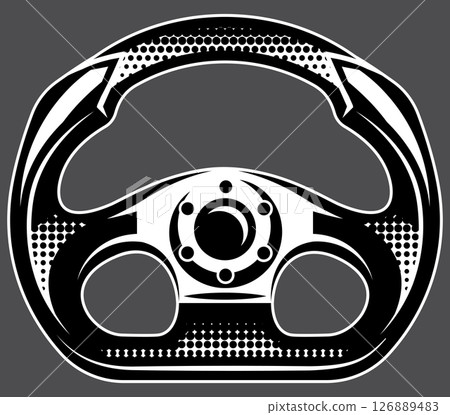 Intricate circular automotive wheel with detailed mechanical elements 126889483