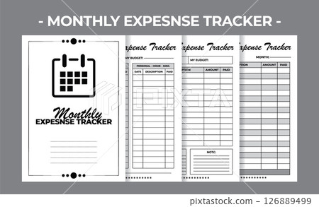 Printable Interior Pages KDP Monthly Expense Tracker Book Vector Design Template Printable Interior Pages KDP Monthly Expense Tracker Book Vector Design Template 126889499