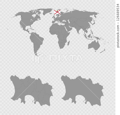 Jersey Map Set with World Location. 126889534