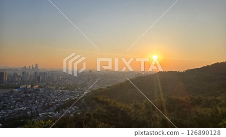 seoul sunset seoul sunset 126890128