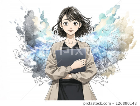 Illustration material of a smiling businesswoman 126890148